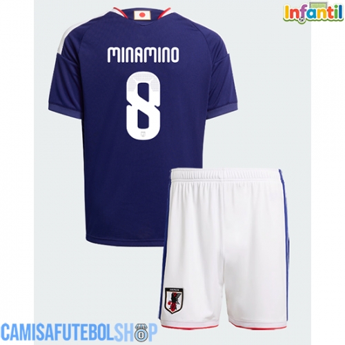 Camisa de time de futebol Japão Takumi Minamino #8 Replicas 1º Equipamento Infantil Mundo 2026 Manga Curta (+ Calças curtas)